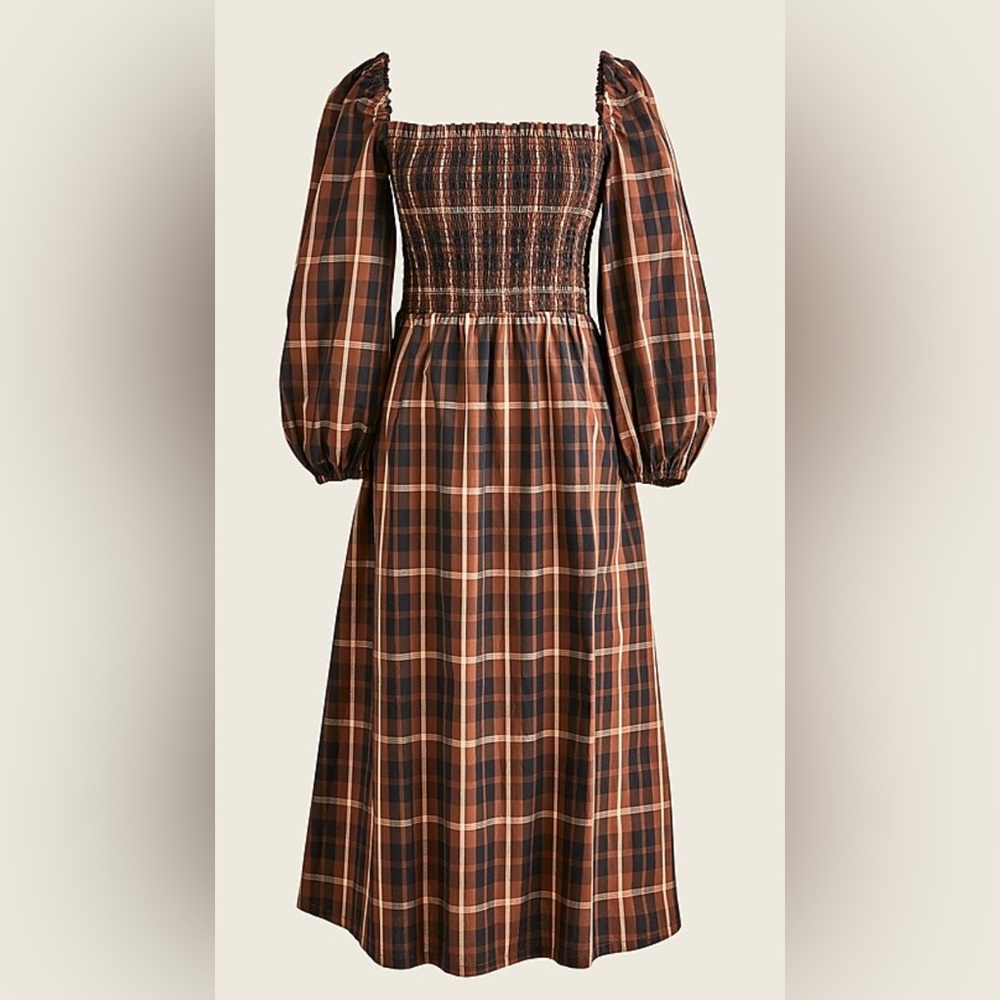 J.Crew Smocked Puff-sleeve Dress in Friday Plaid - Picture 3 of 7